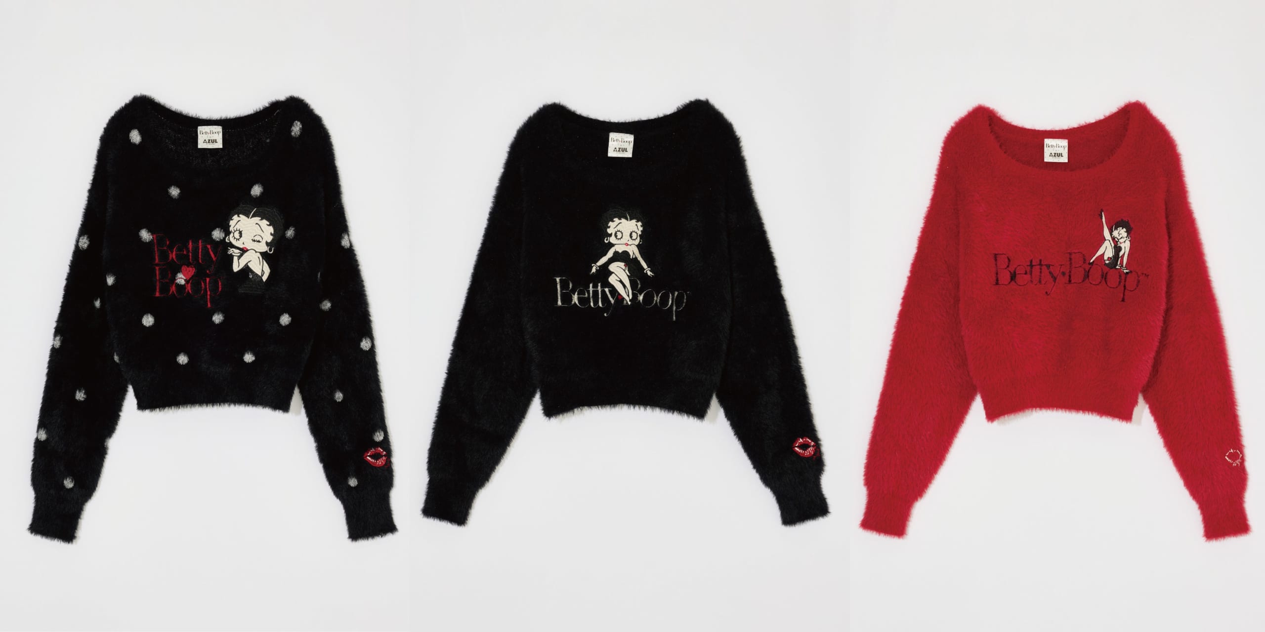Betty Boop×AZUL BY MOUSSY シャギーニットの3カラー