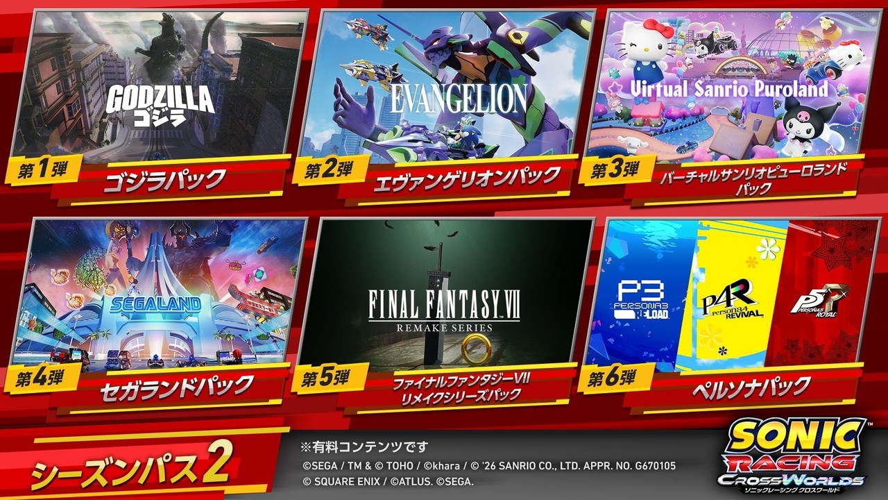 『ソニックレーシング クロスワールド』シーズン2！『バーチャルサンリオピューロランド』『ペルソナ』参戦