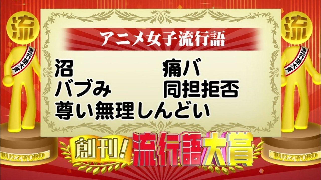 あなたがよく使う流行語は？沼・尊い無理しんどい・バブみなどアニメ女子流行語がフジテレビ『創刊！流行語大賞』にて発表！