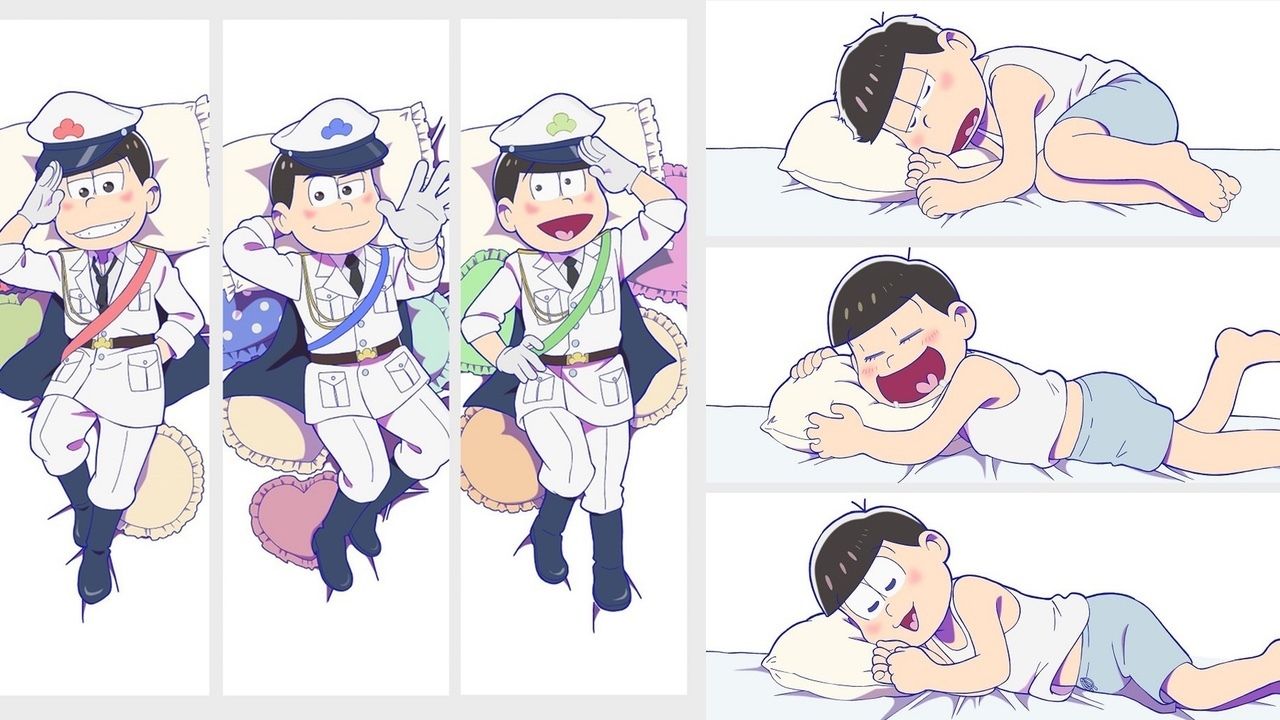 『おそ松さん』抱きまくらカバーの絵柄が公開！白い軍服を身に纏った6つ子に寝相が見られる姿も！